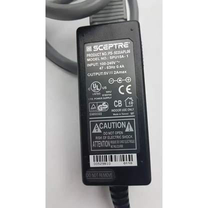 Black rectangular sceptre spu15a-1 15w switching power supply with gray cable for desktop use