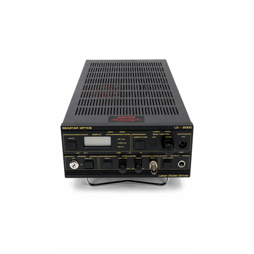 Seastar optics ld-2000 biomed certified laser diode driver with black body, perforated top panel, and gold-colored labeling