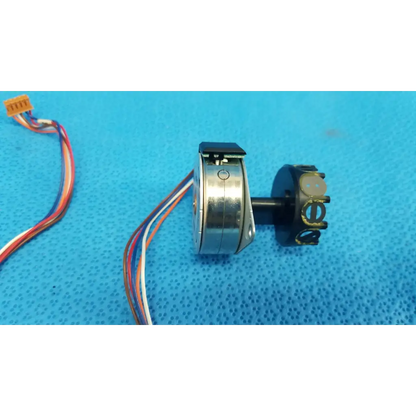 Silver metallic stepper motor with black housing and multi-colored wiring for seiko epson internal shutter assembly