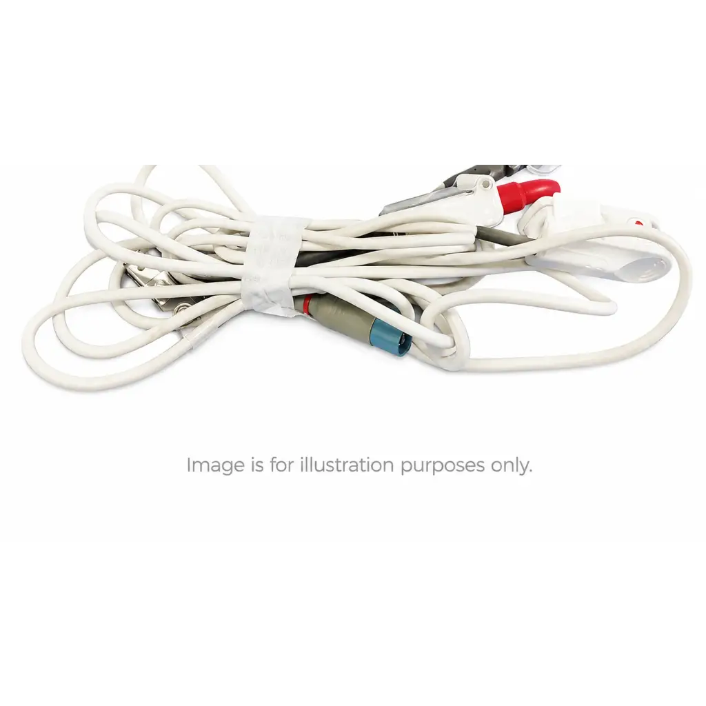 Coiled white sensor probe finger clip with red and blue connectors for Sentec V-Sign finger clip spo2 set refurbished
