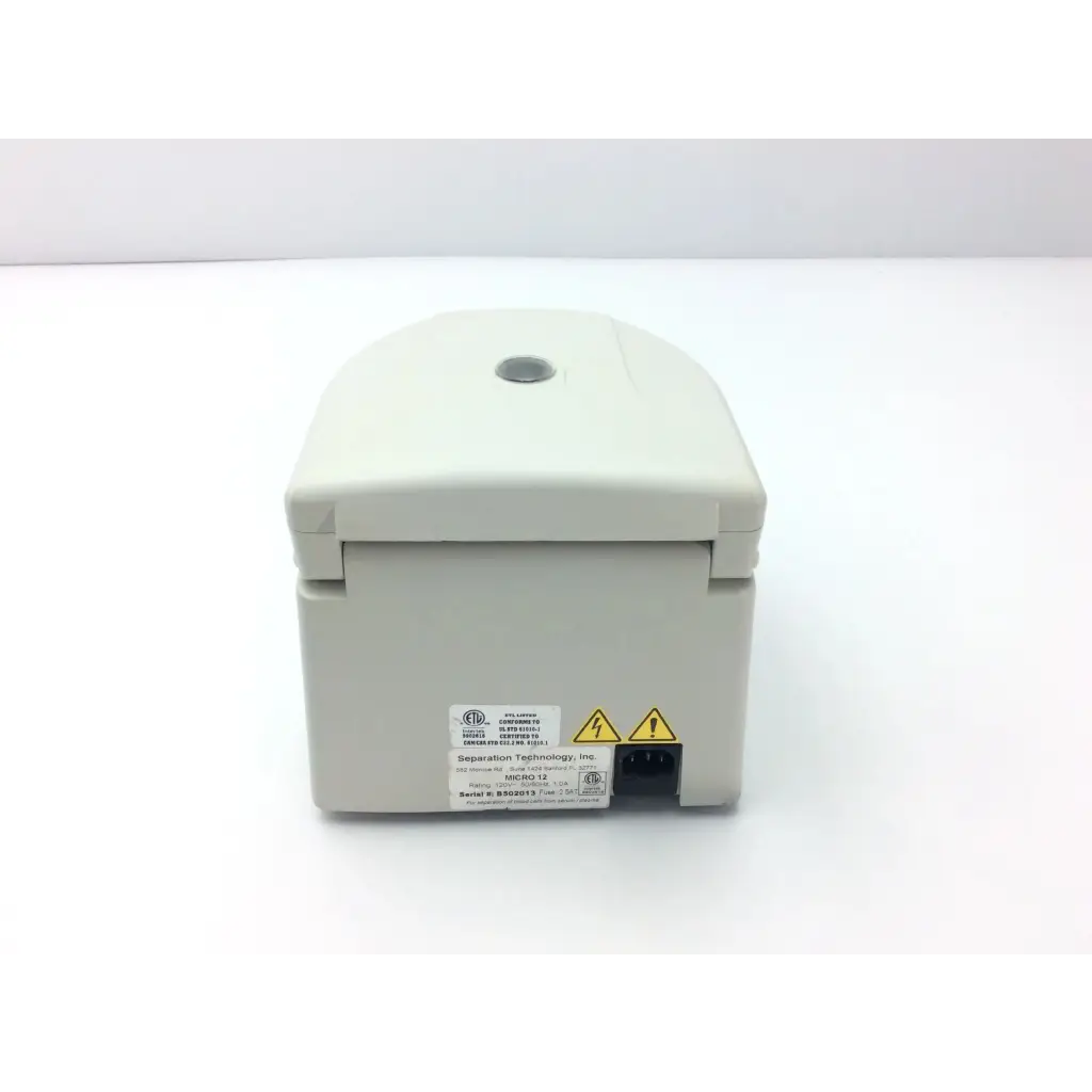 Beige plastic separation technology micro high-performance microcentrifuge with hinged lid and power input port
