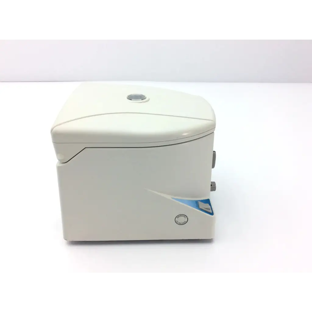 Cream-colored separation technology micro 12 high-performance microcentrifuge with sleek angular design and blue accent panel