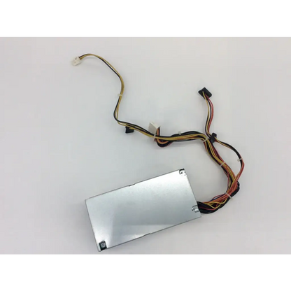 Silver rectangular sff pc 240w power supply with multiple colored cables for dell optiplex models backside view