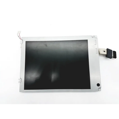Silver-framed sharp lq084v1dg41 lcd industrial touchscreen display with black screen and attached connectors
