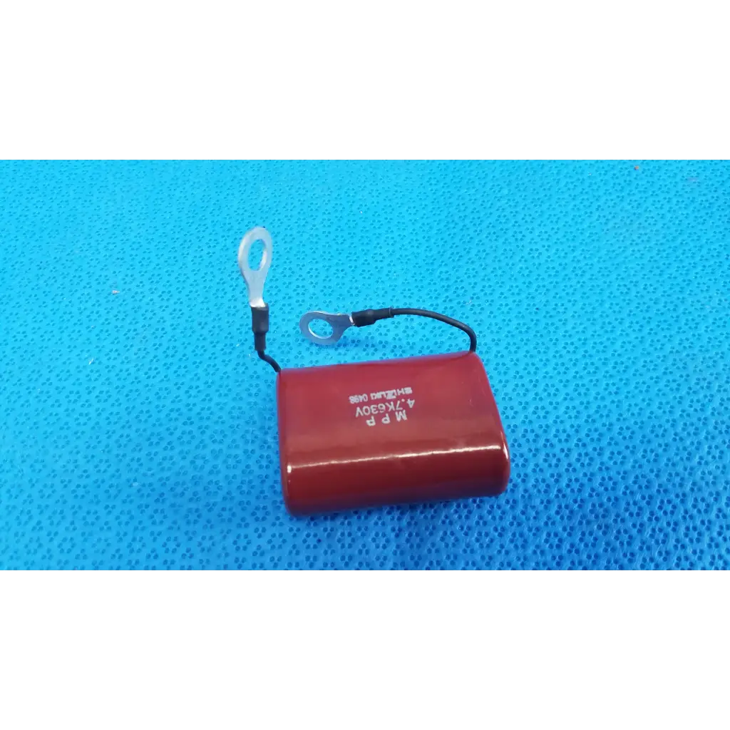 Red cylindrical shizuki mpp film capacitor 4.7k 630v with black wires for retinal camera topcon trc-nw6s