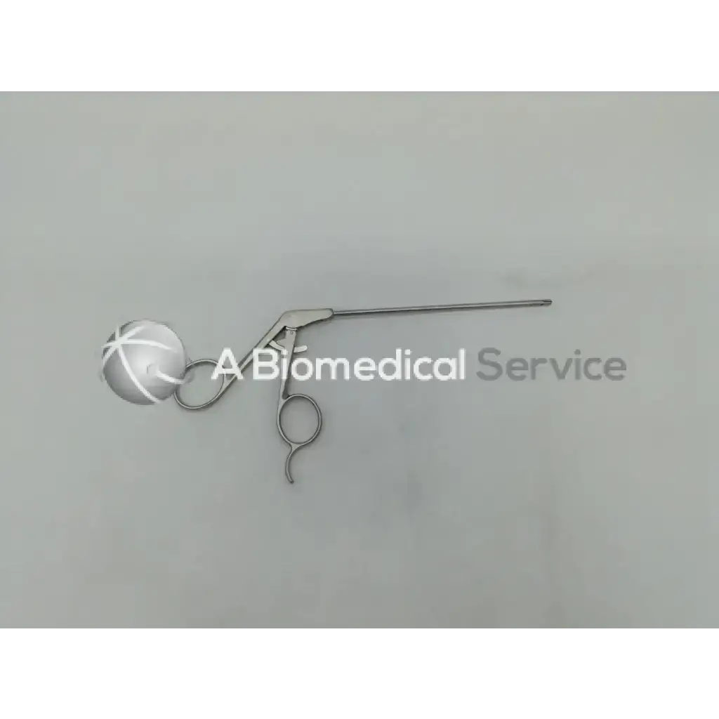 Silver shutt linvatec surgical arthroscopic grasping forceps with curved handle and spherical tip for precision use