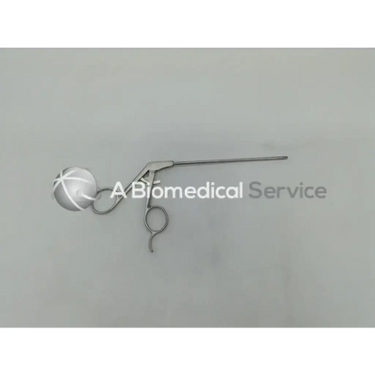 Silver shutt linvatec surgical arthroscopic grasping forceps with curved handle and spherical tip for precision use