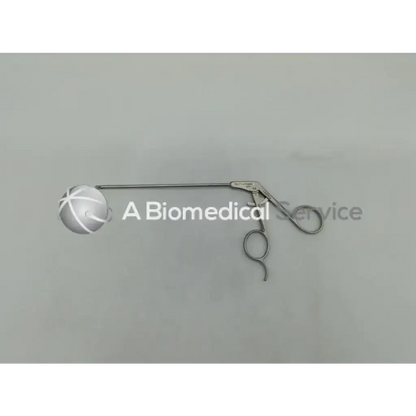 Silver shutt linvatec surgical arthroscopic grasping forceps with long slender handle and curved gripping ends