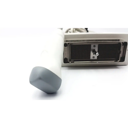 Siemens pa230e ultrasound transducer probe in white and gray with a smooth rounded tip for medical imaging use