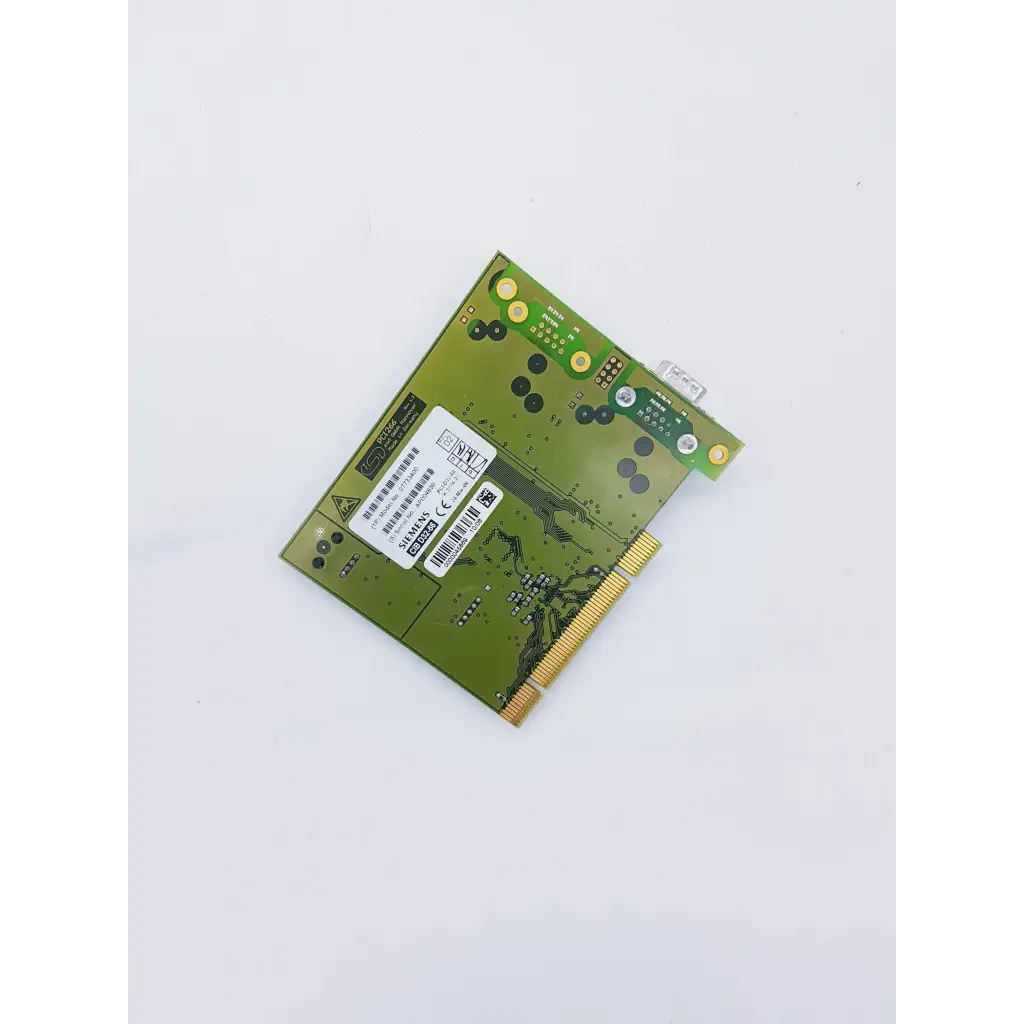 Green siemens pci266 industrial ethernet card with gold-plated connector and black component markings for nibp assembly board