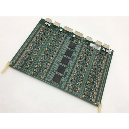 Green circuit board with black integrated circuits and beige connectors for siemens ultrasound g40 tr board model 10010905