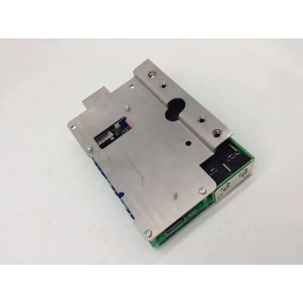Silver metallic electronic module with green circuit board and black components for siemens e148623m c-arm system