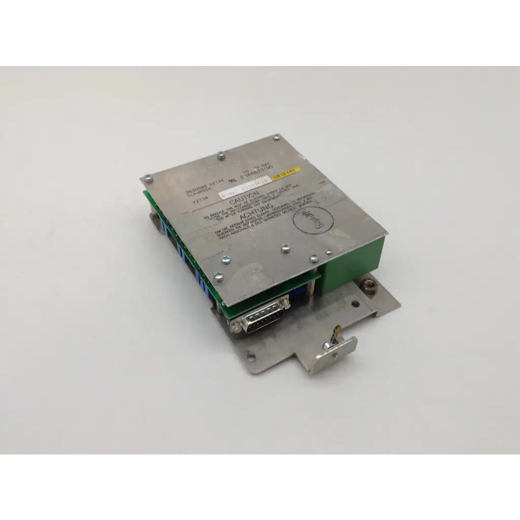 Silver metallic industrial control module with green circuit board and multiple connectors for siemens e148623m c-arm