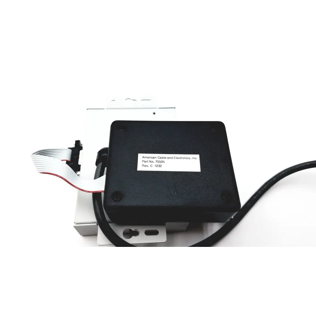 Black rectangular silex sx-500 wireless serial device server with white label and attached cables for serial device use