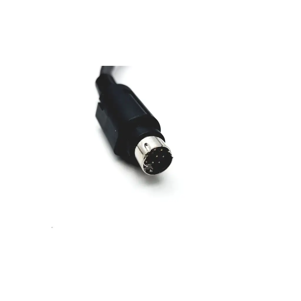Black plastic connector with metallic 9-pin circular interface on the back of silex sx-500 wireless serial device server