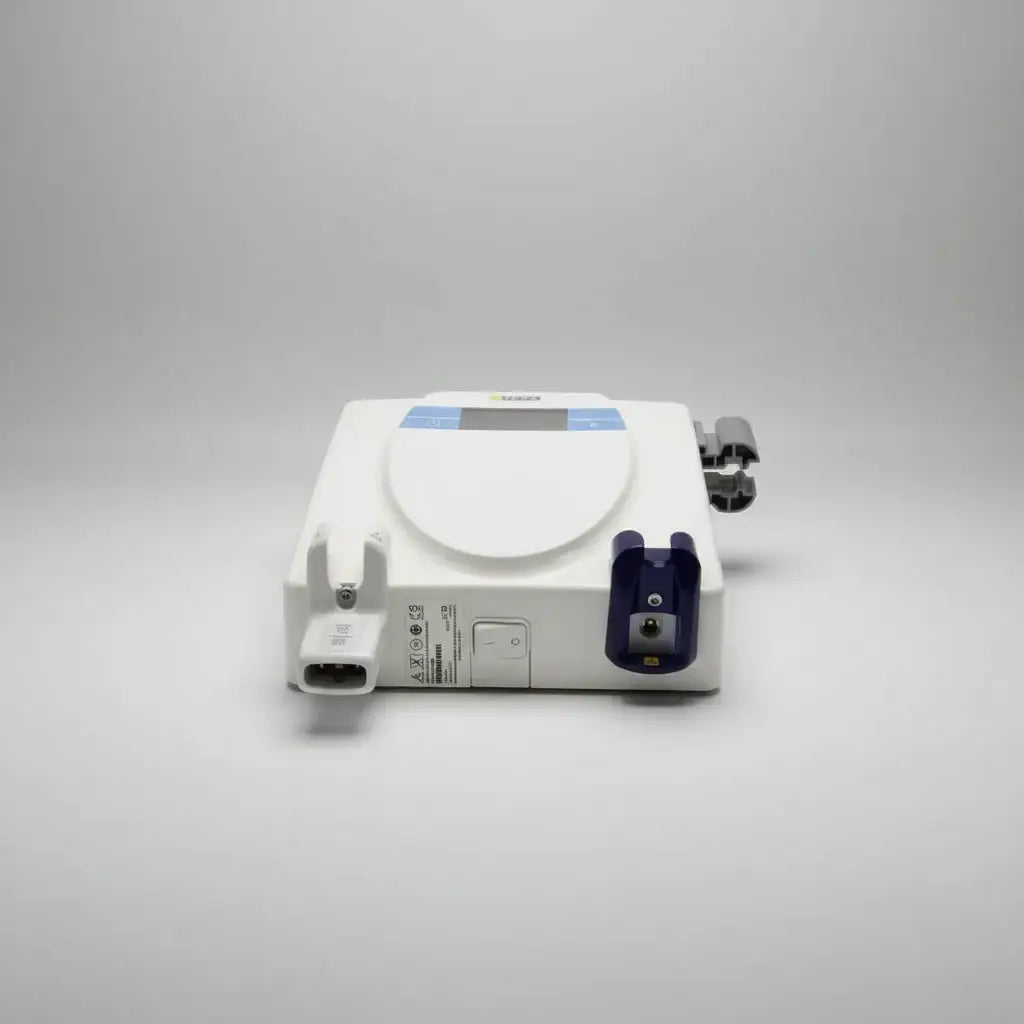 White Sirona D3495 xios plus replacement wall module with blue accent and dark purple components for dental use
