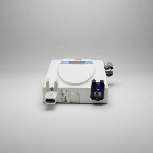 White Sirona D3495 xios plus replacement wall module with blue accent and dark purple components for dental use