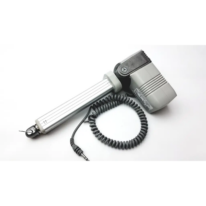 Silver and gray skf actuation max30 200mm linear actuator with coiled black cable and durable metal body