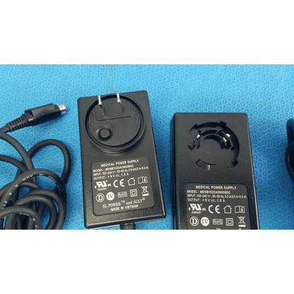 Black plastic medical power supply menb1020a0900b02 adapters with coiled cables lot of 2 by sl power ault