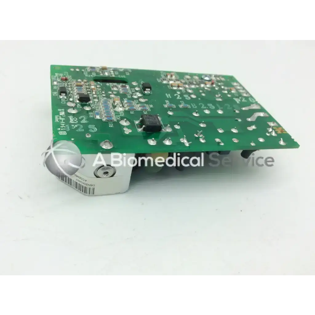 Green circuit board with silver metallic components and black integrated circuits in SL Power Electronics gsm28 28w power supply