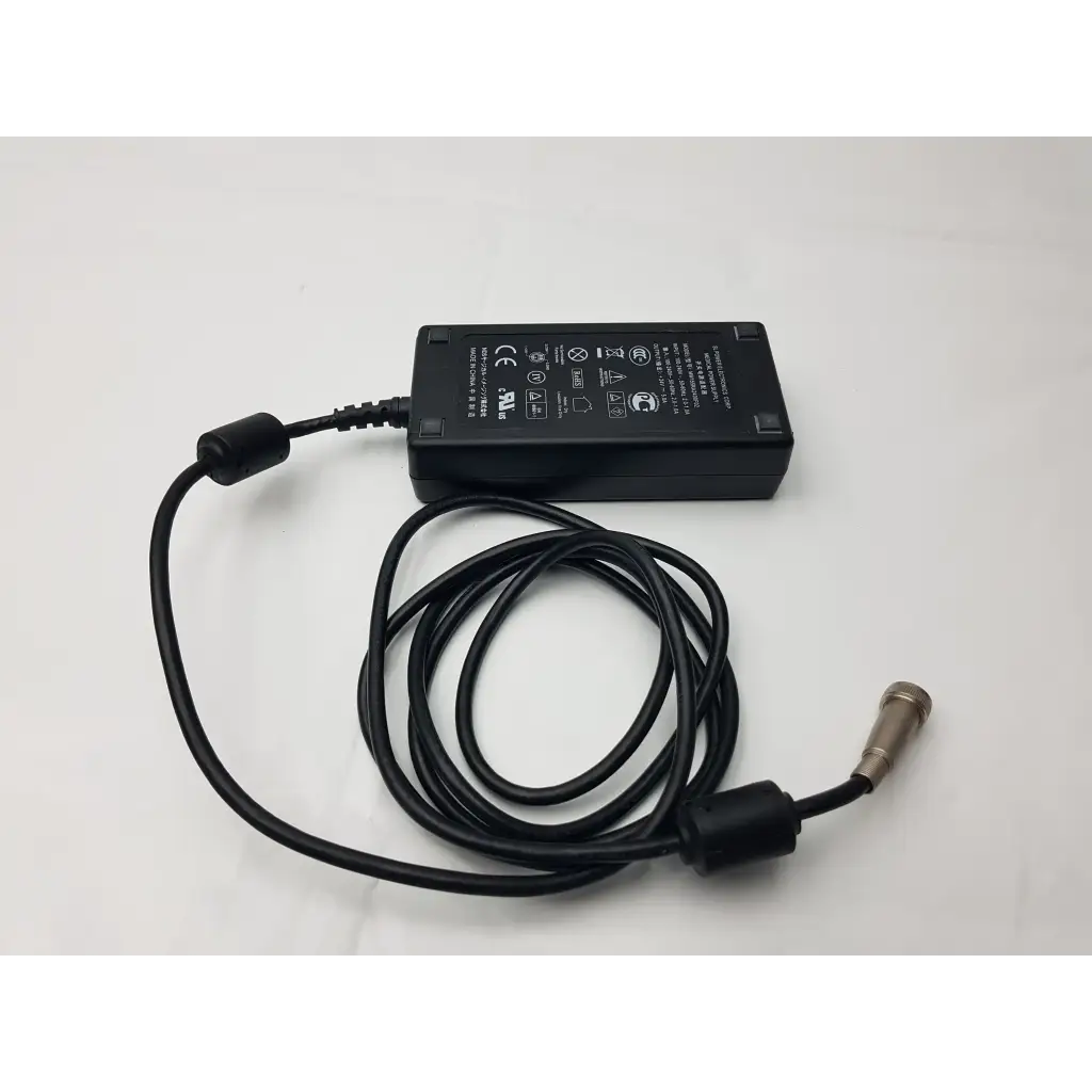 Black rectangular mw155ra2400f02 medical power supply with coiled cable and metallic connector by sl power electronics