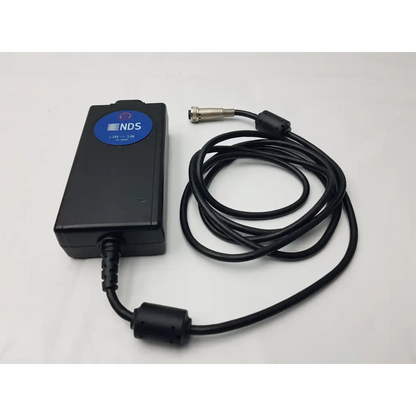 Black mw155ra2400f02 medical power supply with coiled cable and metallic connector by SL Power Electronics