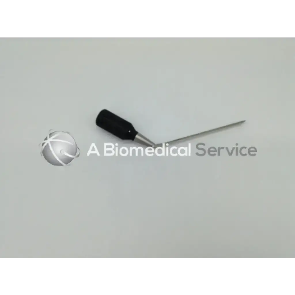 Black-handled medical needle with slender metal shaft for arthrogarde slotted hip access by smith & nephew
