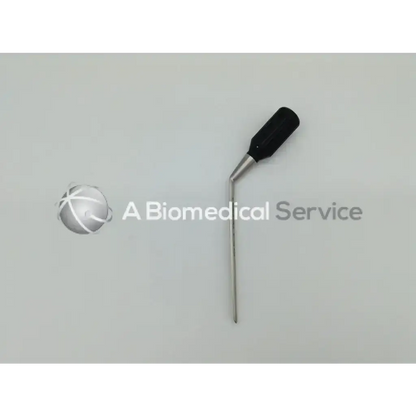 Black-handled medical needle with slender metallic shaft and angled tip for smith & nephew arthrogarde slotted hip access