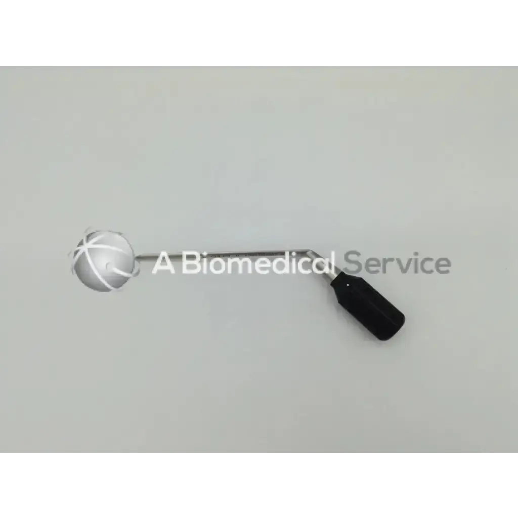 Silver spherical medical instrument with black handle and metallic shaft for arthrogarde slotted hip access by smith and nephew