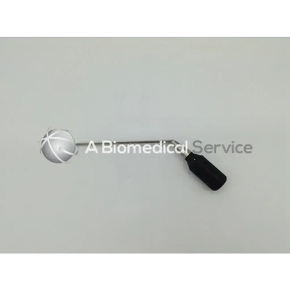 Silver spherical medical instrument with black handle and metallic shaft for arthrogarde slotted hip access use