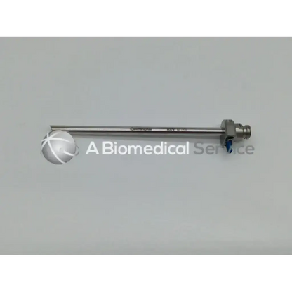 Stainless steel arthrograde hip access cannula 5.0mm with threaded end and blue mechanism by smith & nephew