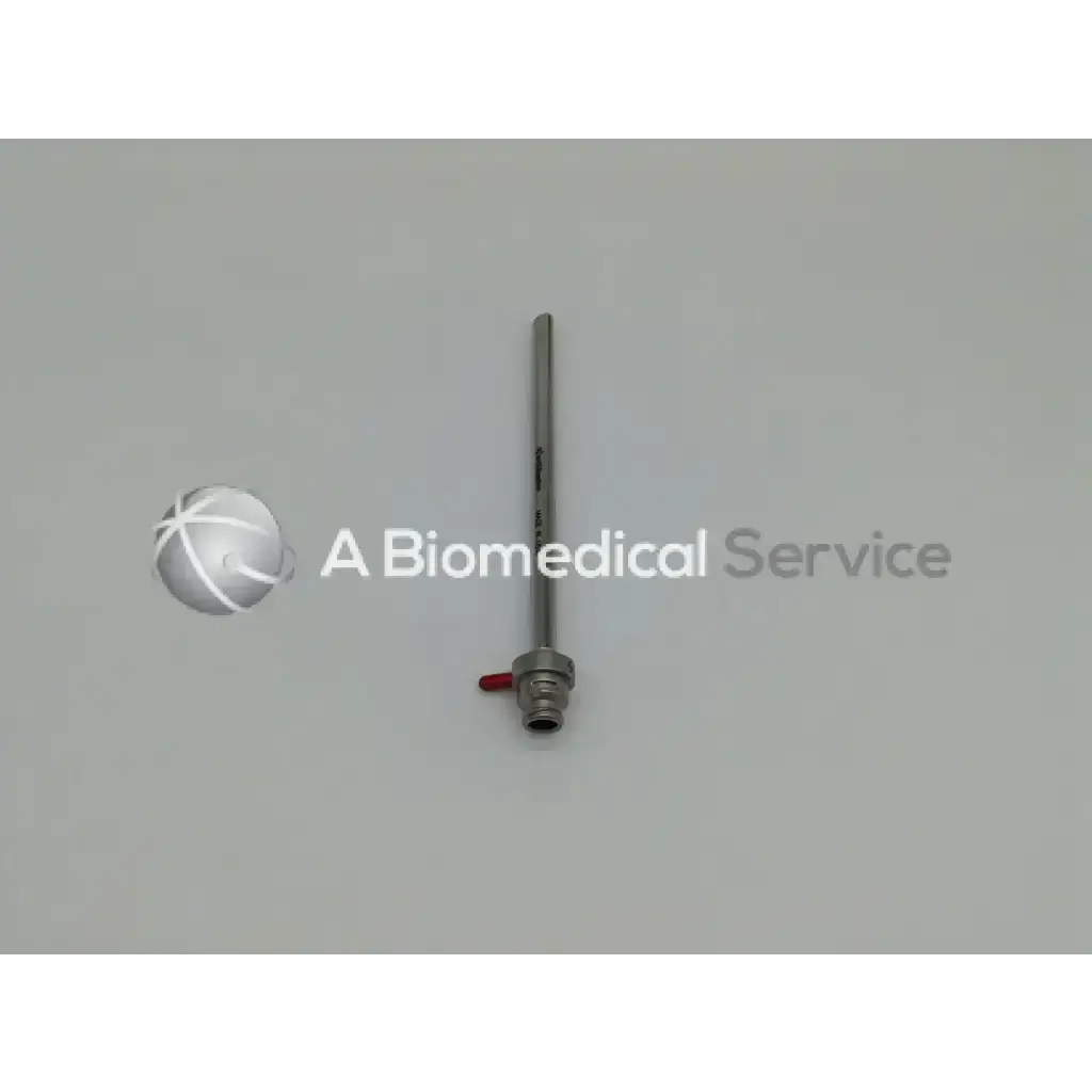 Silver metallic arthrogarde hip access cannula with red valve base smith & nephew 72201743 5.5mm size