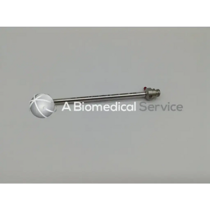 Silver arthrogarde hip access cannula with spherical cross-hatched handle and threaded metallic shaft 5.5mm by Smith & Nephew
