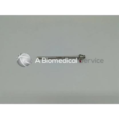 A sleek metallic arthrogarde hip access cannula with polished stainless steel shaft and threaded end cap, 5.5mm