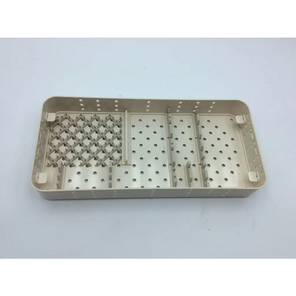 Beige plastic smith & nephew case tray with perforated grid for hip arthroscopy aci-65 12731nj system