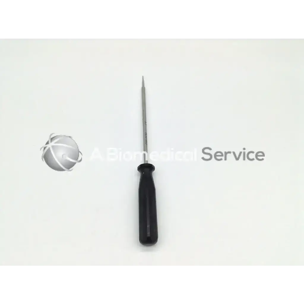 Black-handled smith & nephew OM-9630 anchor extraction tool with slender metallic shaft and pointed tip precision screwdriver