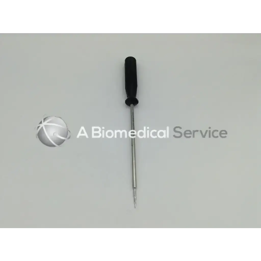 Black-handled Smith & Nephew OM-9630 anchor extraction tool with metallic shaft and pointed tip for precise anchor extraction