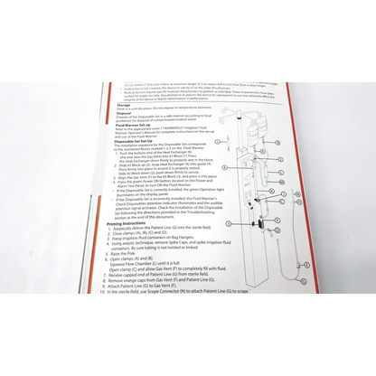Black and white instructional manual for smiths medical normoflo irrigation warming set with numbered diagrams