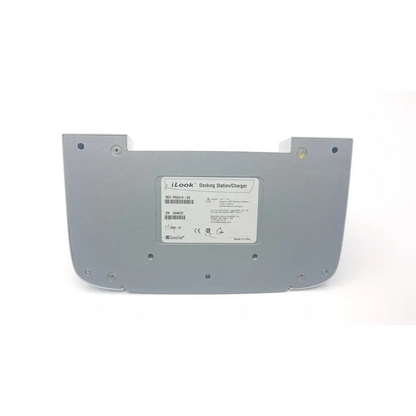 Gray plastic sonosite ilook docking station charger with white label showing product information and certification marks