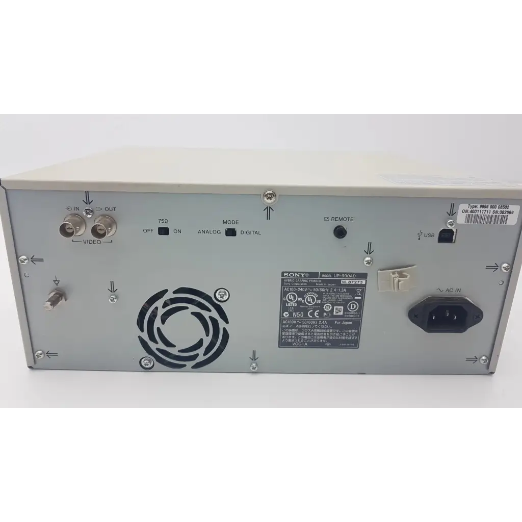 Sony uf-986ad professional video generator with silver metallic casing and control knobs for hybrid graphic printer use