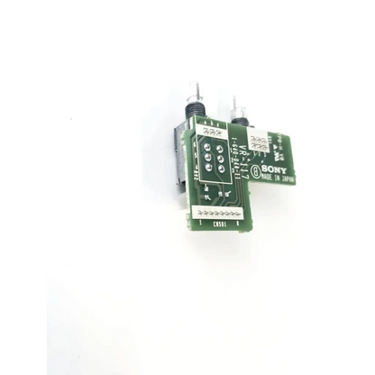 Green sony vr-117 board bbcbb3-10c with two silver connectors and printed labels for electronic applications