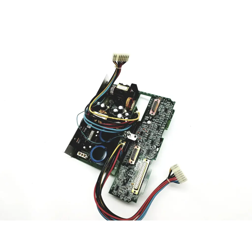 Black and green spacelabs 670-0448 power supply board with multiple connectors capacitors and wires for reliable power supply