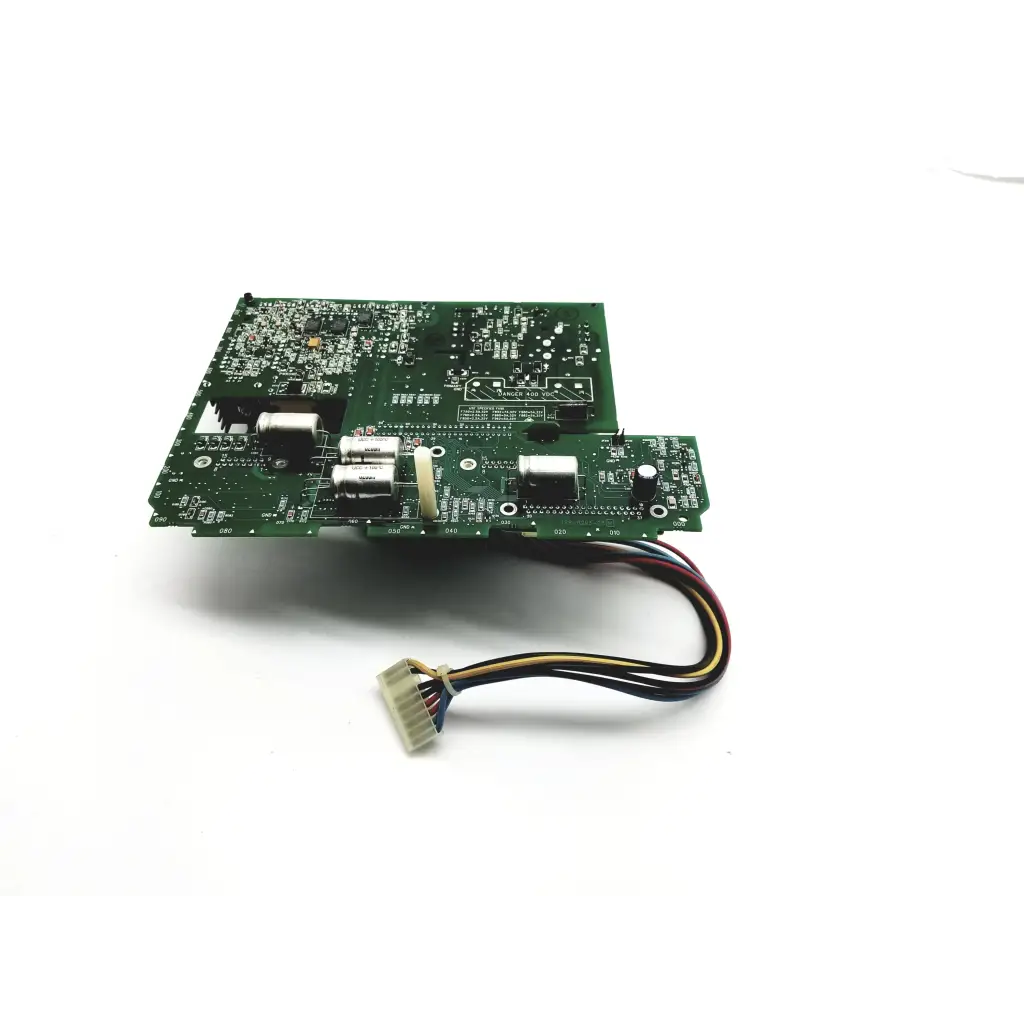 Green printed circuit board power supply board with electronic components and multicolored cable connector spacelabs 670-0448