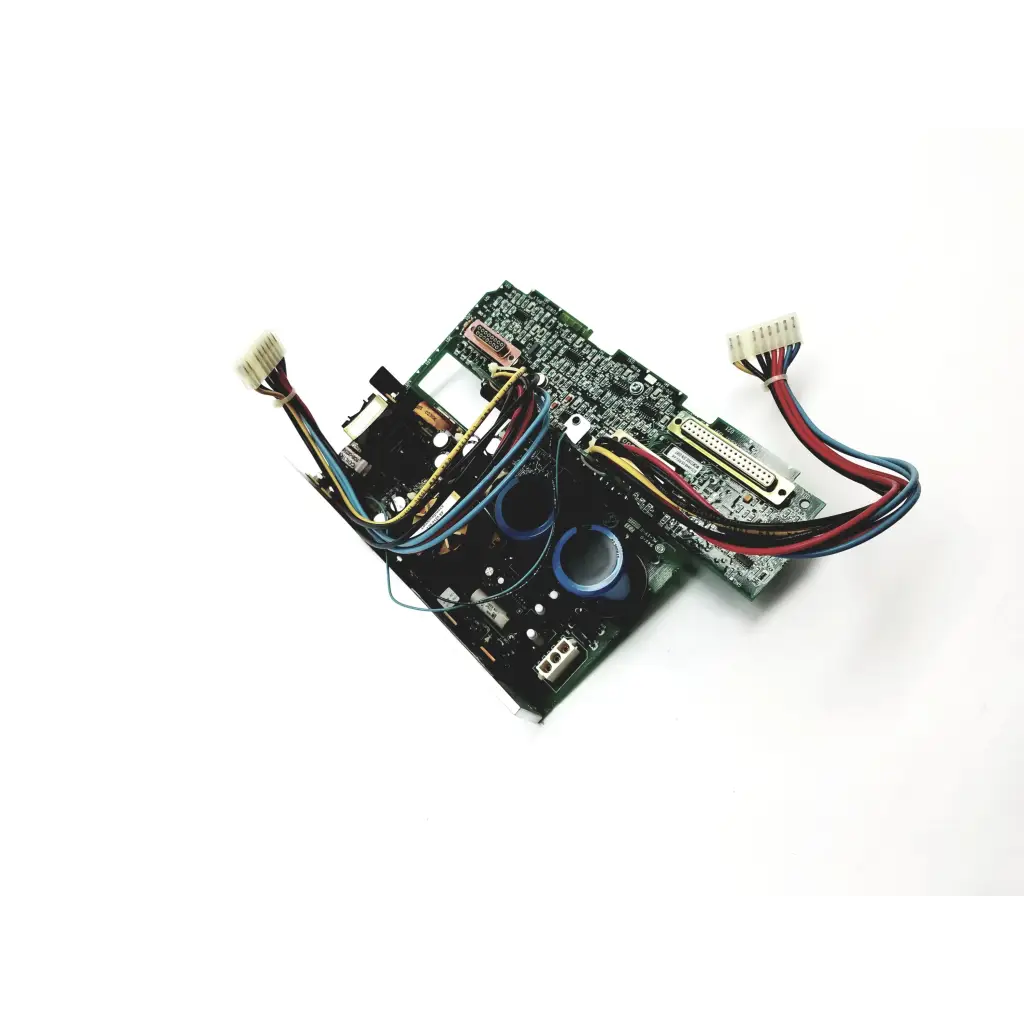 Black and green spacelabs 670-0448 power supply board with multiple connectors and wires for power supply use