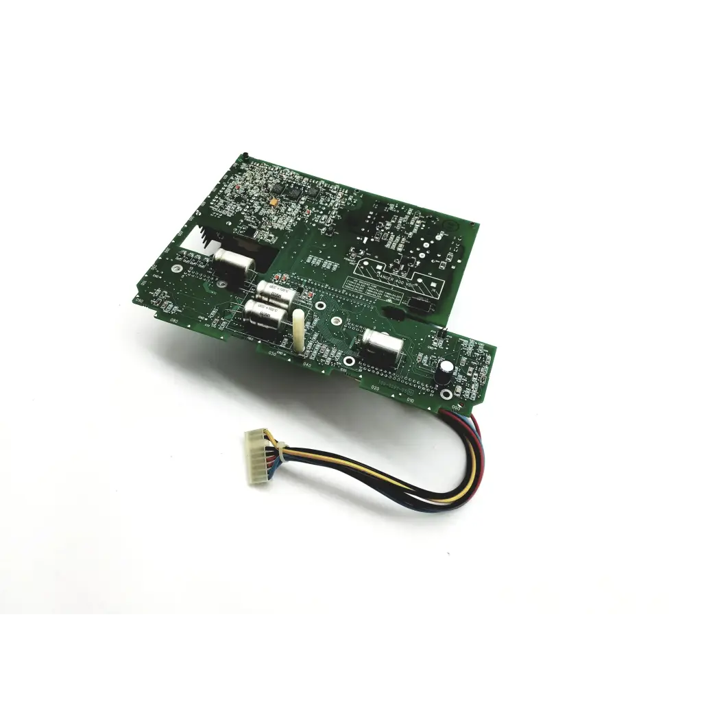 Spacelabs 670-0448 green power supply board with silver capacitors and multi-colored cable connector