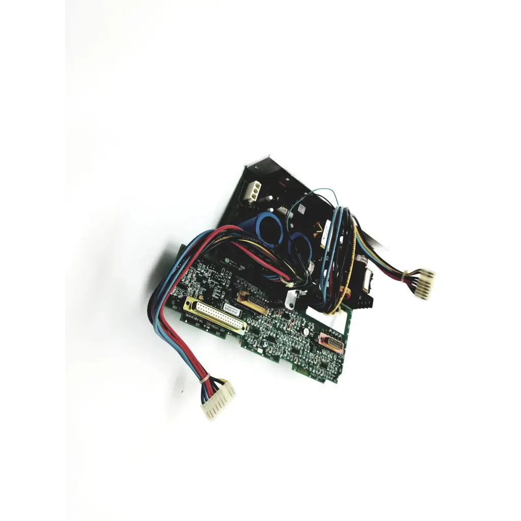 Black and green Spacelabs 670-0448 power supply board with multiple colored cables attached for computer use