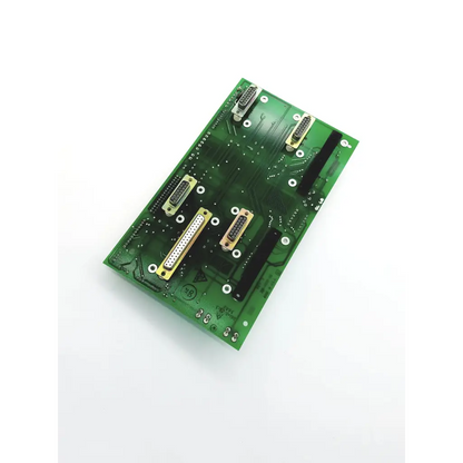 Green rectangular circuit board rev h bbdg5-4 with multiple d-sub connectors and black ribbon cables spacelabs 670-0750-00