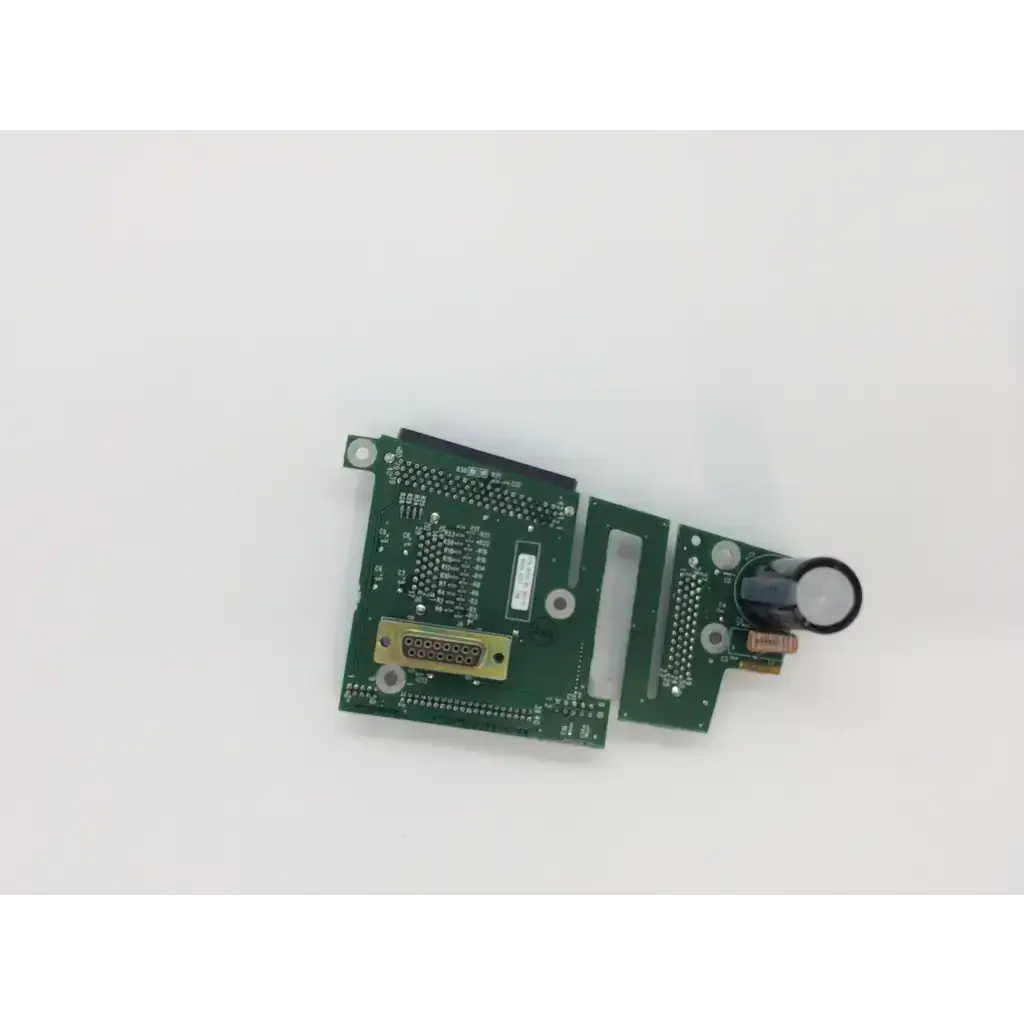 Spacelabs 670-0849-02 rev d green pcb assembly interconnect board with gold connector and black cylindrical component
