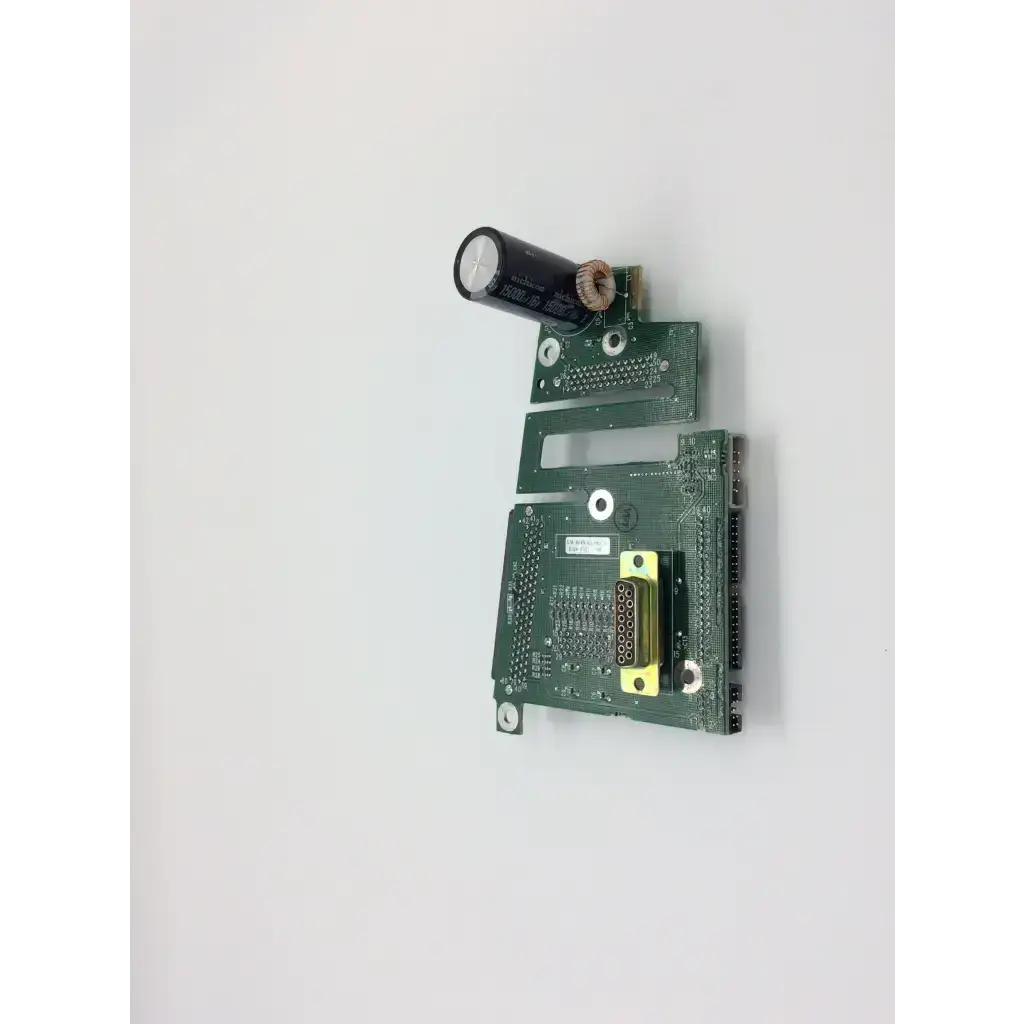 Green circuit board with black capacitor and gold connector ports pcb assembly interconnect for spacelabs 670-0849-02 rev d
