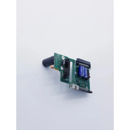 Spacelabs 670-0849-02 rev d pcb assembly interconnect board with black cylindrical component and blue capacitors